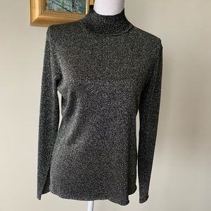 Mock turtleneck black with silver all over thread